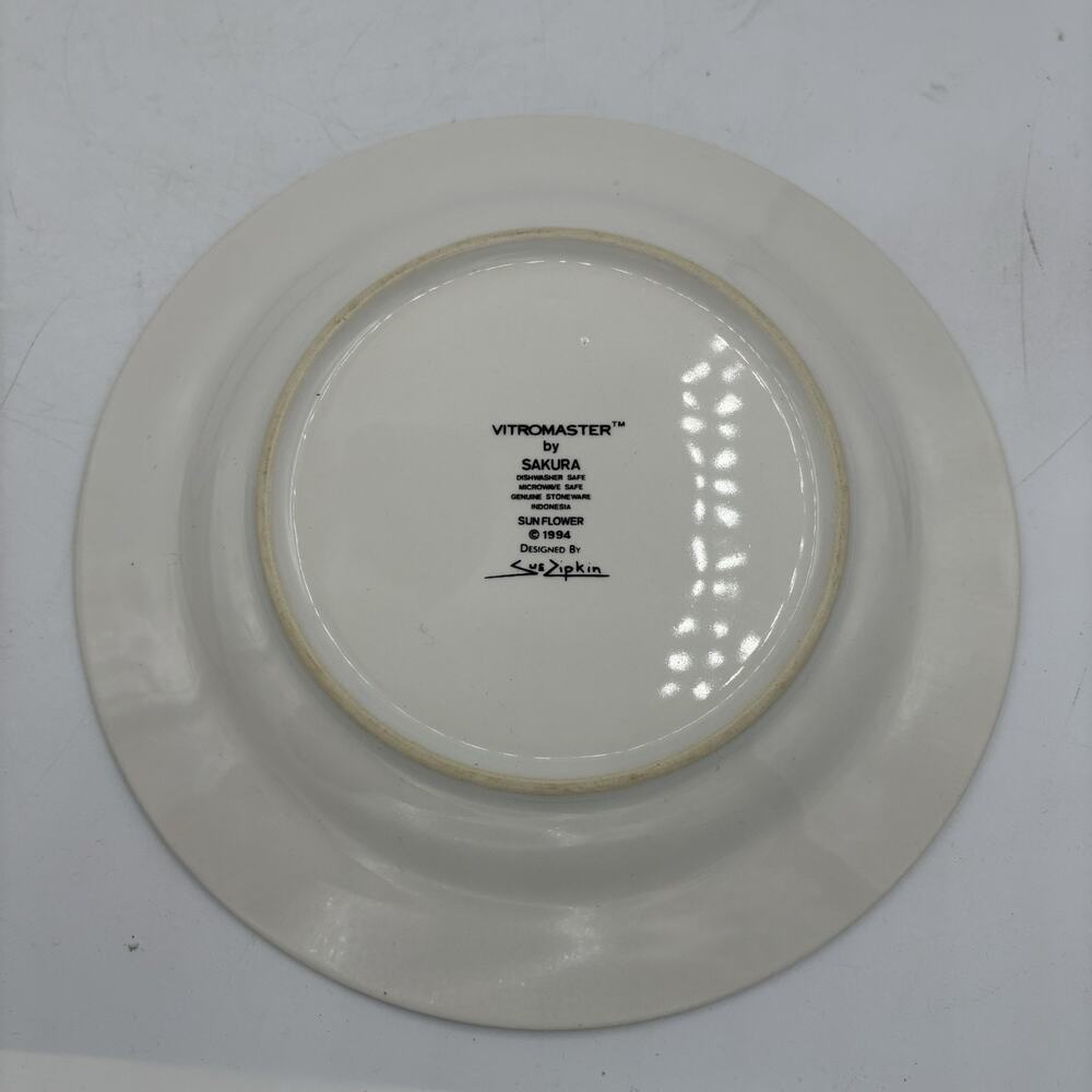 Sakura Vitromaster Salad Plates 7.75" Sunflower 1994 Sue Zipkin Lot Set of 4 Vtg - Picture 8 of 12